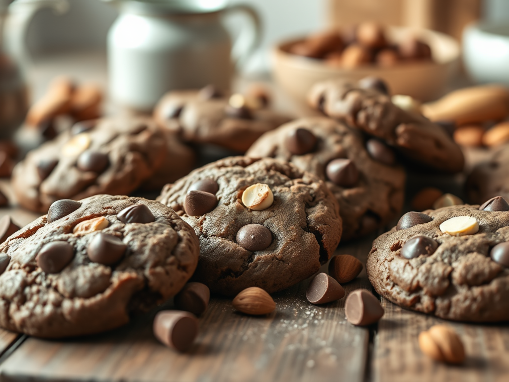 بسكويت الشوكولاتة ورقائق اللوز الخالي من الغلوتين